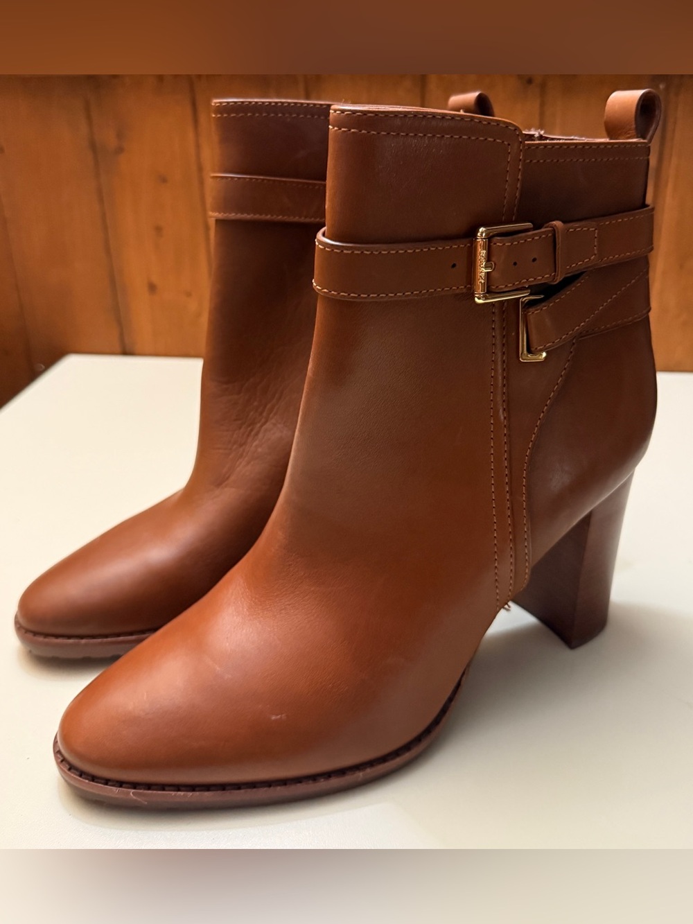 Polo Ralph  Women's Ankle Boots in  Leather Heeled Bootie(brand new)